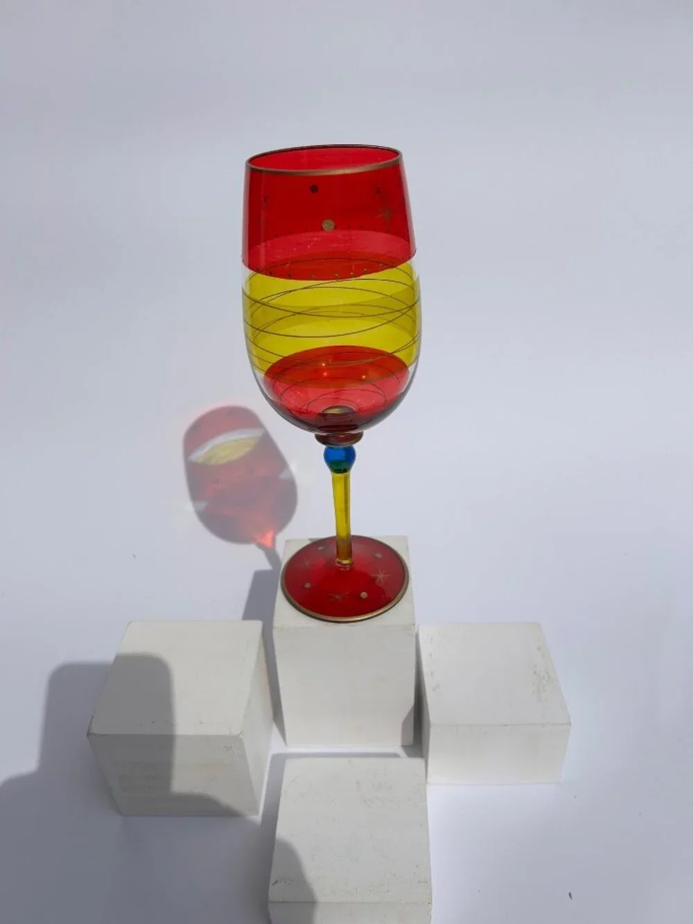 Vintage Pier 1 Festive Stripe Wine Glass.